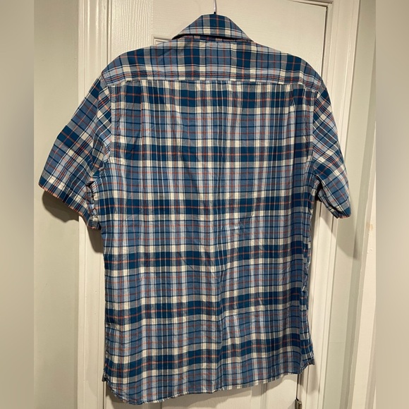 L.L. Bean Men’s Blue Plaid Short Sleeve 100% Cotton Button Down Shirt Size M - Picture 8 of 11